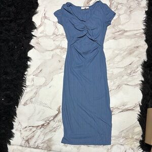 Jessica Simpson Blue Cut Out Tie Front & Side Slit Dress